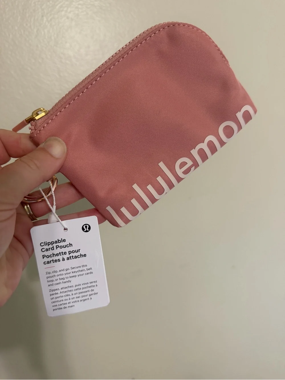 lululemon athletica Dusty Rose Clippable Card Pouch